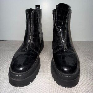 Croco Leather Platform Boot